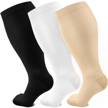 3 paar compressiekousen in grote maten voor dames en heren, brede kuit, 20-30 mmHg, extra groot, voor ondersteuning van de bloedsomloop en herstel,