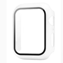 Härdat glas + fodral för kompatibel med Apple Watch 10 42 mm 46 mm, matt hårt PC-skärmskydd till iWatch-serien 10, armband vitt