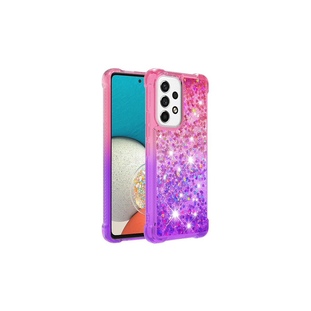 Skalo Compatible With Samsung A53 5G Quicksand Glitter Hearts Tpu Case - Multicolour Pink/Purple 9164030706651