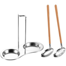 Suppenlöffel-Siebhalter-Organizer, geschlitzte Metall-Rechauds, Esslöffel, Holz, Edelstahl