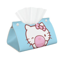 Kawaii Hello Kitty Tissue Box Cartoon PU Leather Cat Paper Napkin Case For Home Car Paper Storage Boxes-Style 2