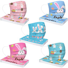 QAQ-50 Pack Disposable Face_mask with Design for Adults,3-Layer Breathable Soft Facecover Disposable for Outdoor Party Holiday (Easter G)!