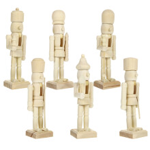 Lot de 6 casse-noisettes en bois non peints à monter soi-même, figurines de soldats de Noël, décorations de casse-noisettes non finies (style