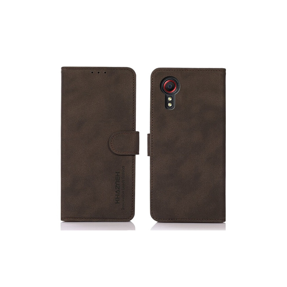 Skalo Compatible With Samsung Xcover 7 Khazneh Wallet Case In Pu Leather - Brown 9164030706873