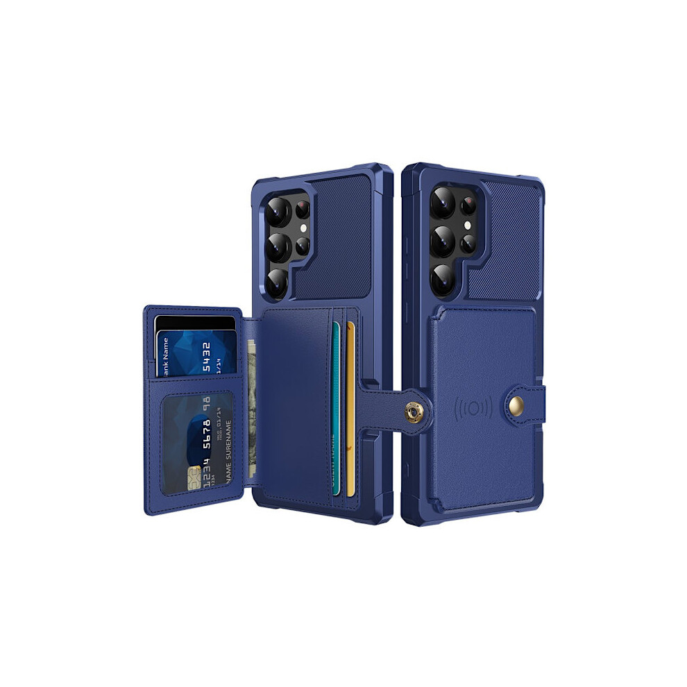Skalo Compatible With Samsung S24 Ultra Shockproof Case With Wallet - Blue 9164030707054
