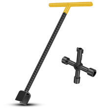 2 buc cheie pentru contor de apă, mâner în T de 16 inch/17 inch, instrument de închidere a apei din oțel carbon rezistent pentru supapa de