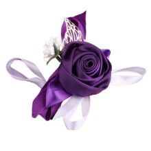 Bruidsarmband met kunstmatige bloemen, geschikt voor bruidsmeisjes, nep corsage, paars