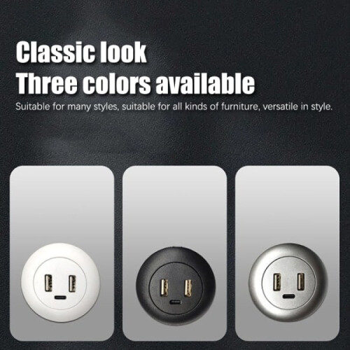 Built-in USB TYPE-C Charger for Desktop Socket Multifunctional Black 2
