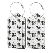 Cute Mickey Mouse Luggage Tags for Suitcases 4-Pack Cute Silicone Luggage Tag with Name ID Card Funny Suitcase Label