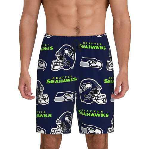 Seahawks Ανδρικό Κοντό Παντελόνι Πιτζάμας με Αθλητικό Λογότυπο Ομάδας Ποδοσφαίρου