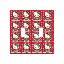 Hello Kitty juletrykk 4,5x4,5" bryterdeksel, dekorativ veggplate i PC-materiale, kompatibel med standard vippebrytere for hjem, soverom,