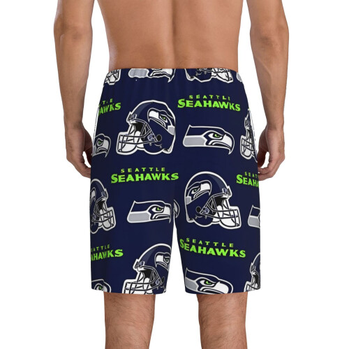 Seahawks Ανδρικό Κοντό Παντελόνι Πιτζάμας με Αθλητικό Λογότυπο Ομάδας Ποδοσφαίρου 2