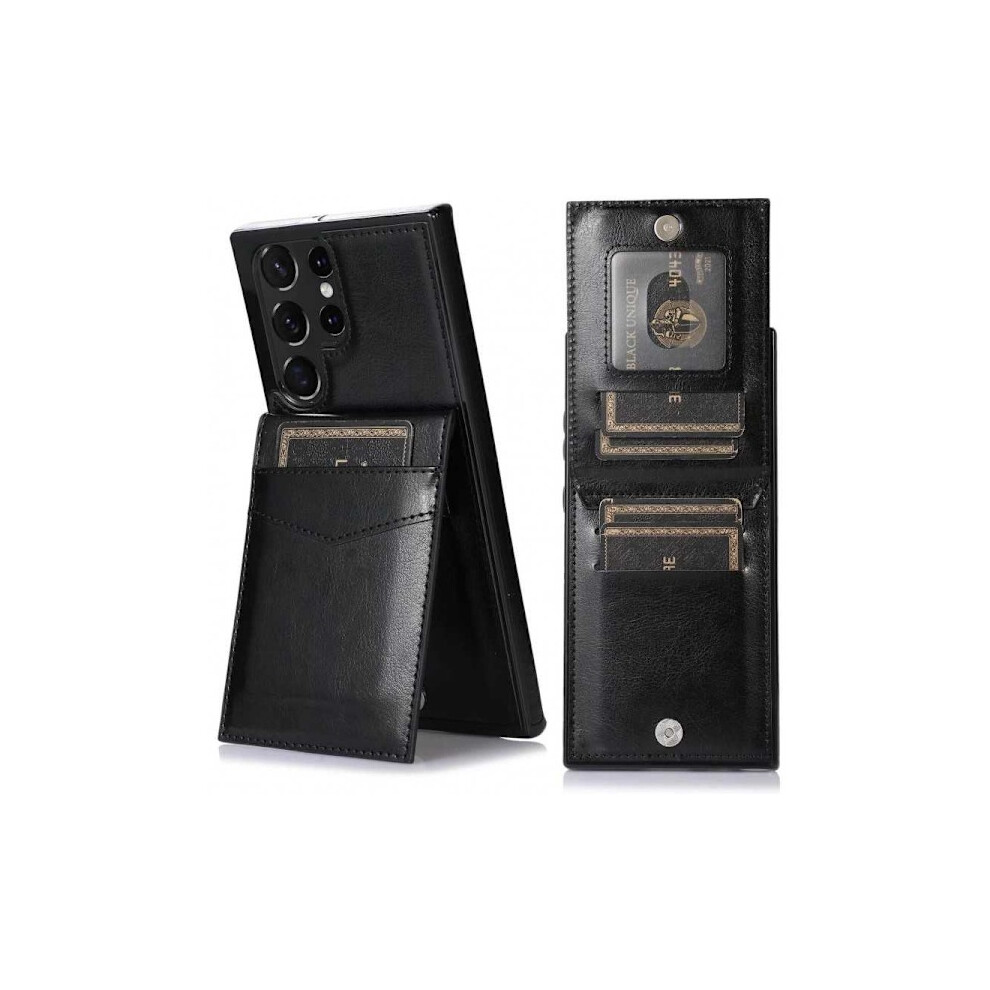 Compatible With Samsung S22 Ultra Mobile Case Card Holder 5-Compartment Retro V3 Black 9164030847644