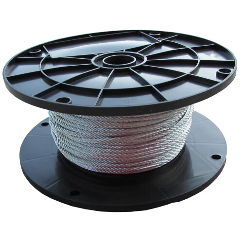Câble d'acier pour avion 1/8" (3,17 mm) 7x7, galvanisé à chaud