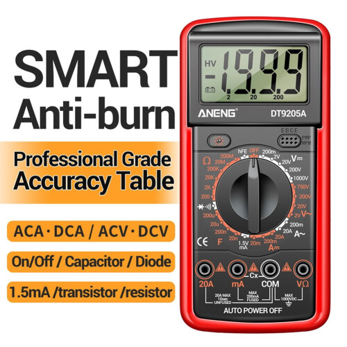 DT9205ADigital Multimeter Transistor Tester CapacitorRMSTester Capacitance Meter 2