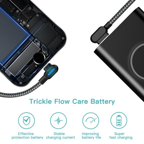Angled Lightning cable with fast charging, LED, 2.4A, 0.25m 1