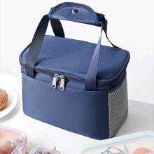 Cailmei Lunchtasche aus Nylonstoff, Picknicktasche, tragbare Lunchtasche, Bento-Tasche, große Kühltasche, marineblau, 29 x 22 x 20 cm