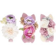 Rose Flower Hairpins for Girls Bridesmaid Hair Decoration Faux Headdress Assorted Colors Set of 3