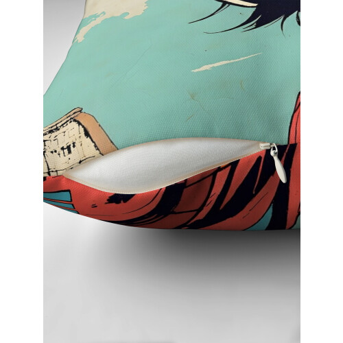 Όμορφο ρετρό κορίτσι anime Ρωμαϊκό Κολοσσαίο Ιταλία Ταξίδια της δεκαετίας του '80 1