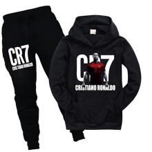 CR7 Ronaldo Children's School Tracksuit Set Hoodie Sweatshirt Sweater Pants Sportswear Black 140cm