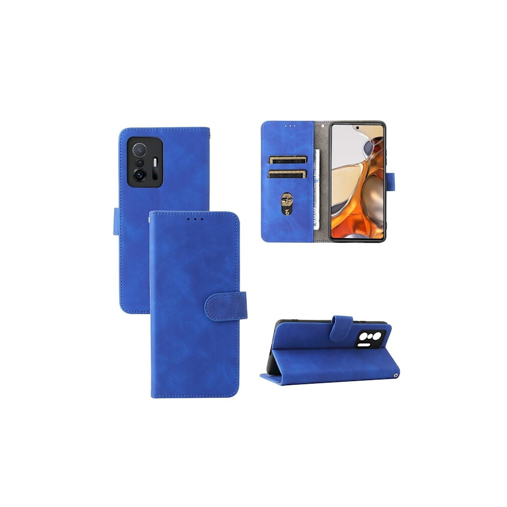 Skalo Compatible With Xiaomi 11T/11T Pro Matte Pu Leather Wallet Case - Blue 9164030008779