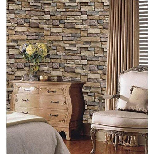 Ταπετσαρία τοίχου Vimoon Stone, PVC με εφέ 3D, ξεφλουδισμένη και κολλημένη ταπετσαρία για 2