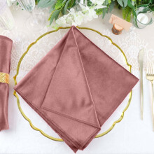 Efavormart 20"x20" Dusty Rose Wholesale Premium Seamless Velvet Linen Napkins - 5 PCS