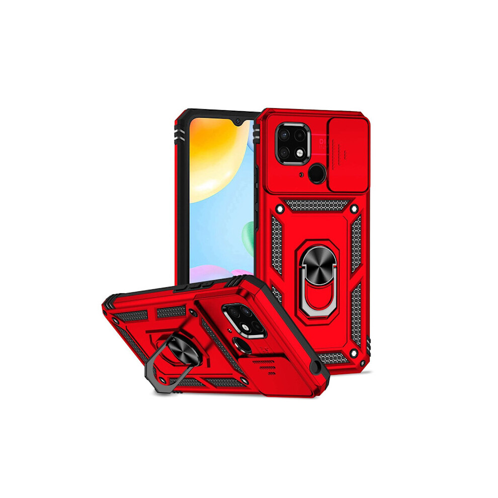 Skalo Compatible With Xiaomi Mi 10C Armor Hybrid Metal Ring Camera Slider - Red 9164030008700
