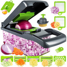 Hachoir à légumes, hachoir à oignons professionnel, hachoir multifonction 13 en 1, coupe-légumes de cuisine avec 8 lames