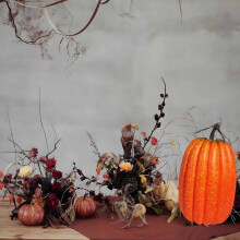 Decorazioni natalizie per interni - Grande zucca finta arancione, accessorio per feste, compatibile con ornamenti natalizi per uso interno