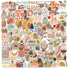 100 st bohemiska estetiska klistermärken, vattentäta vinylklistermärken för vattenflaskor, laptop, telefon, journaling, scrapbooking