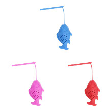 Passoires à thé créatives en silicone en forme de poisson, lot de 3 infuseurs réutilisables pour thé en vrac, avec long manche et cordon,