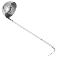 Suppenlöffel aus Edelstahl mit langem Griff, Hakenform, Saucenlöffel, Suppenlöffel zum Servieren, 90 ml