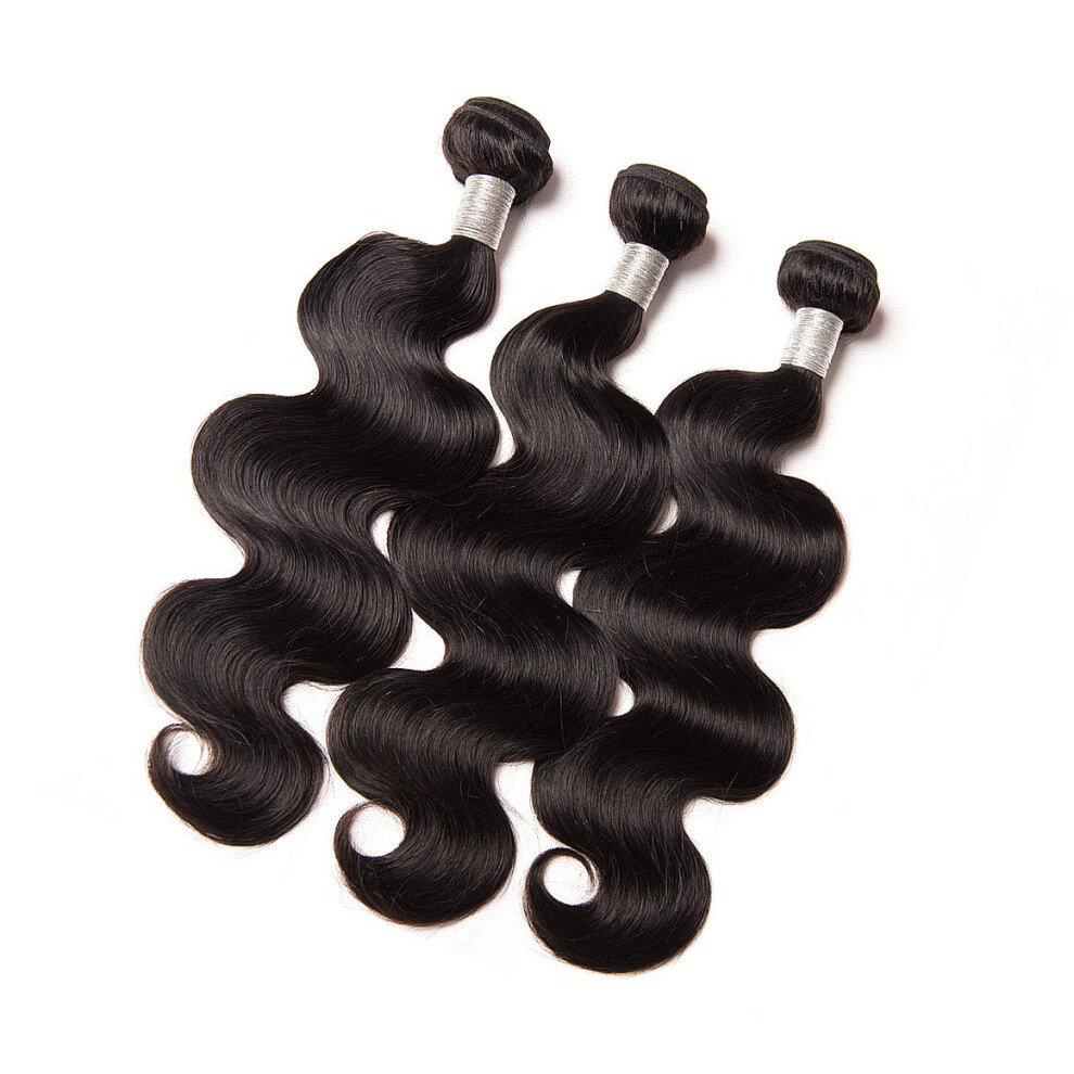 Unisex Brazilian Body Wave Virgin Remy Human Hair Extensions 3 Bundles Natural Color Full Volume