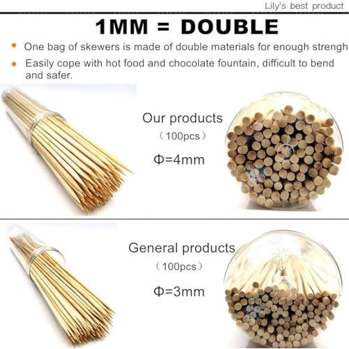 Espetos para churrasco de 20 cm (8 polegadas) - Pacote com 100 unidades 2