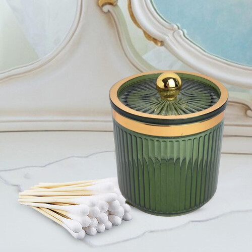 Pot porte-cotons-tiges de maquillage vert clair 1