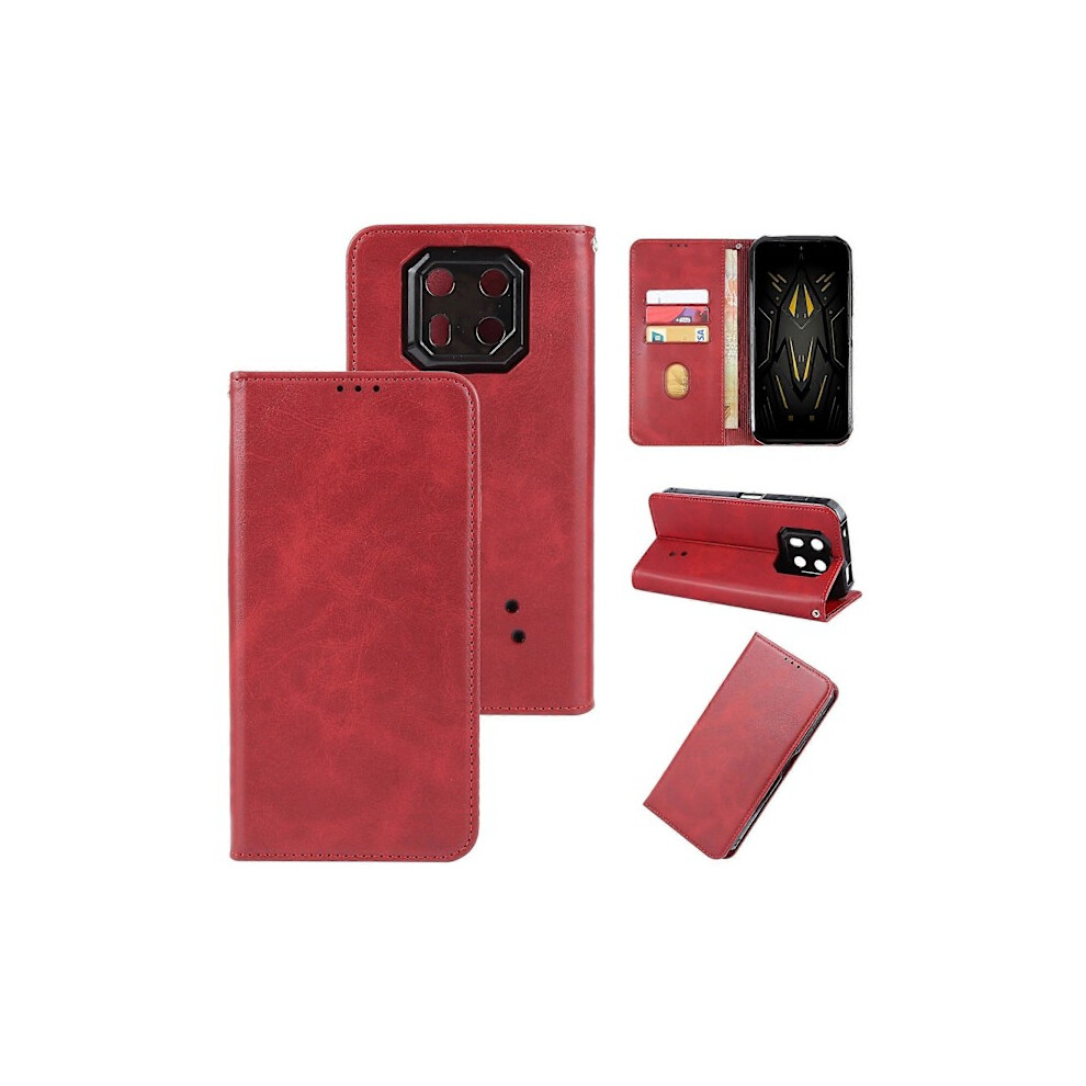 Magnetic Closure Leather Phone Case For Ulefone Armor 22 Red 9164030296855