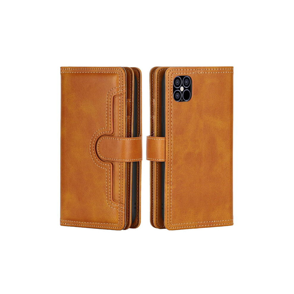 Leather Wallet Case Multi-Slot Compatible With Iphone 13 Pro Cognac 9164030296725