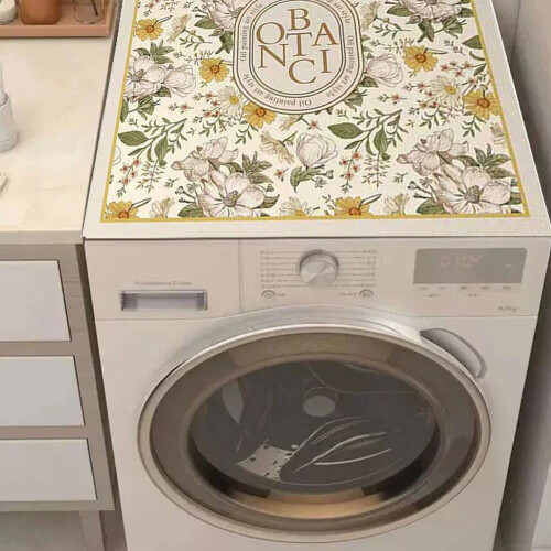 PVC Retro Flower Κάλυμμα Αδιάβροχο για Πλυντήριο Ρούχων, Μικρόφωνο Φούρνου, Y4Z3 2