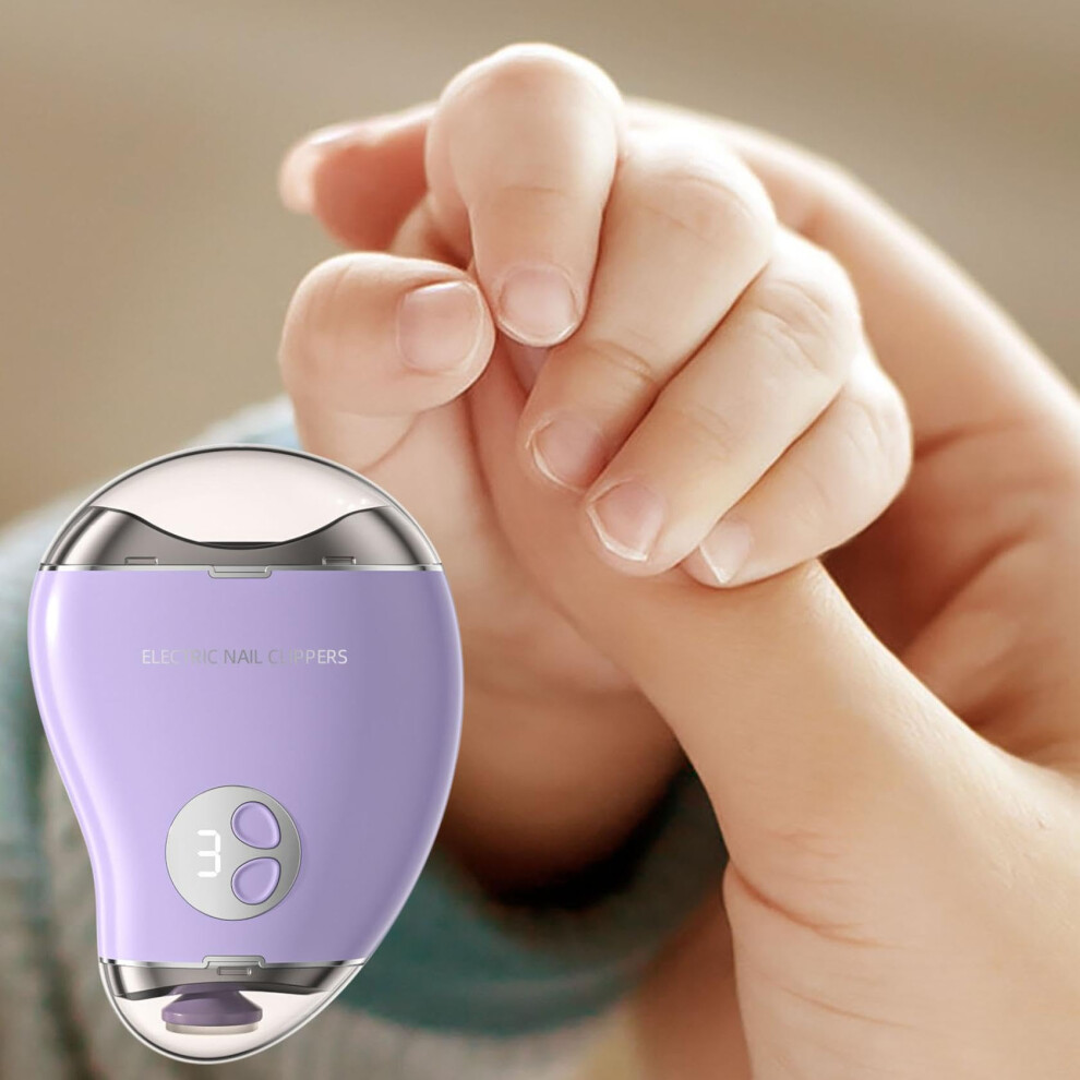 Electric Nail Clippers for Thick Toenails Seniors with 360 Rotating Head LED Lamp, Purple