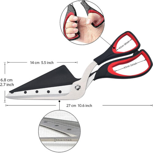 Food Grade compatible with Sharp Stainless And Handle With Soft Handle Multifunctional Kitchen Scissors 27CM Black/Red 2