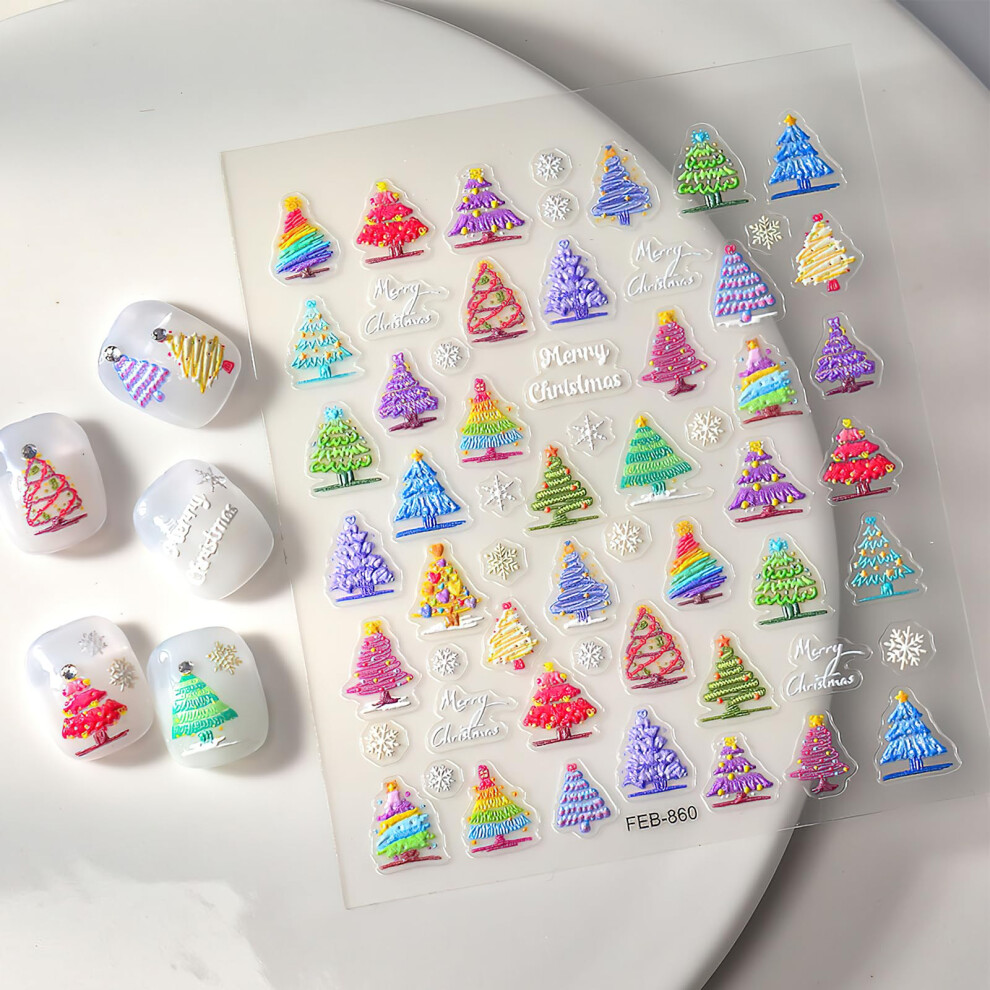 Christmas Nail Art Stickers 5D Embossed Snowflake and Tree Decals SelfAdhesive Holiday DIY Nails