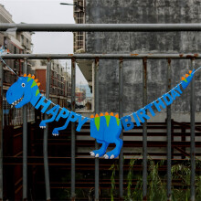SUSUchens Banner Flag Kreativ Fejring Faldefri Tegneserie Dinosaur Tema Bannerdekoration Til Hjemmet