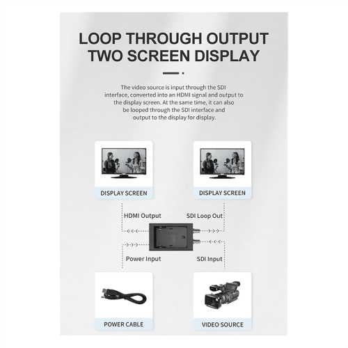 Πομπός κάμερας 1080p Μετατροπέας καλωδίου 3G SDI80M σε συμβατό χωρίς υποδοχή μπαταρίας 2