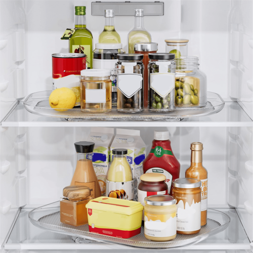2Pack Lazy Turntable Organizer for Refrigerator, Rotating Rectangular Lazy for Cabinet, Pantry, Kitchen,S 2