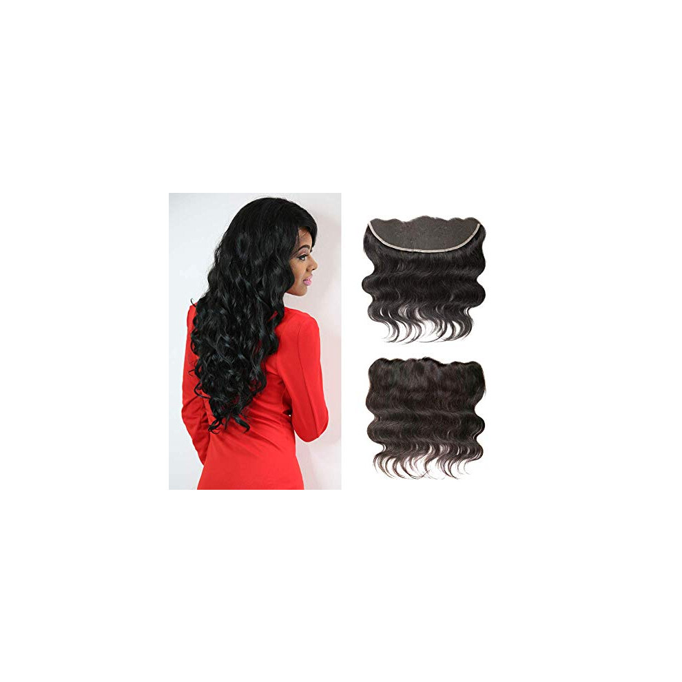 Unisex 13X4 Brazilian Lace Frontal Closure Body Wave 10' Virgin Remy Human Hair Natural Color