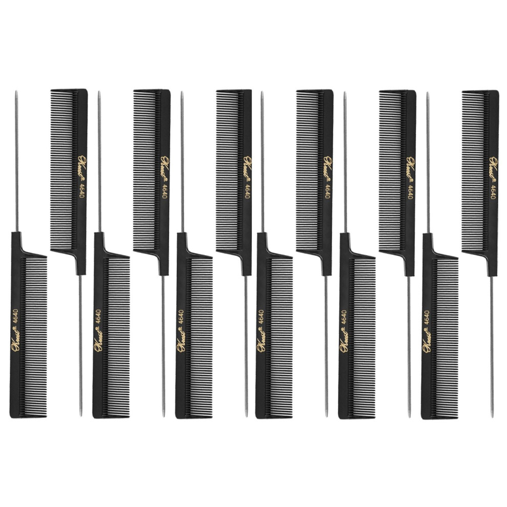 4640 8' Weaving Foiling FineTooth Rattail Comb (12 Pack) 12 x SBK4640BLK