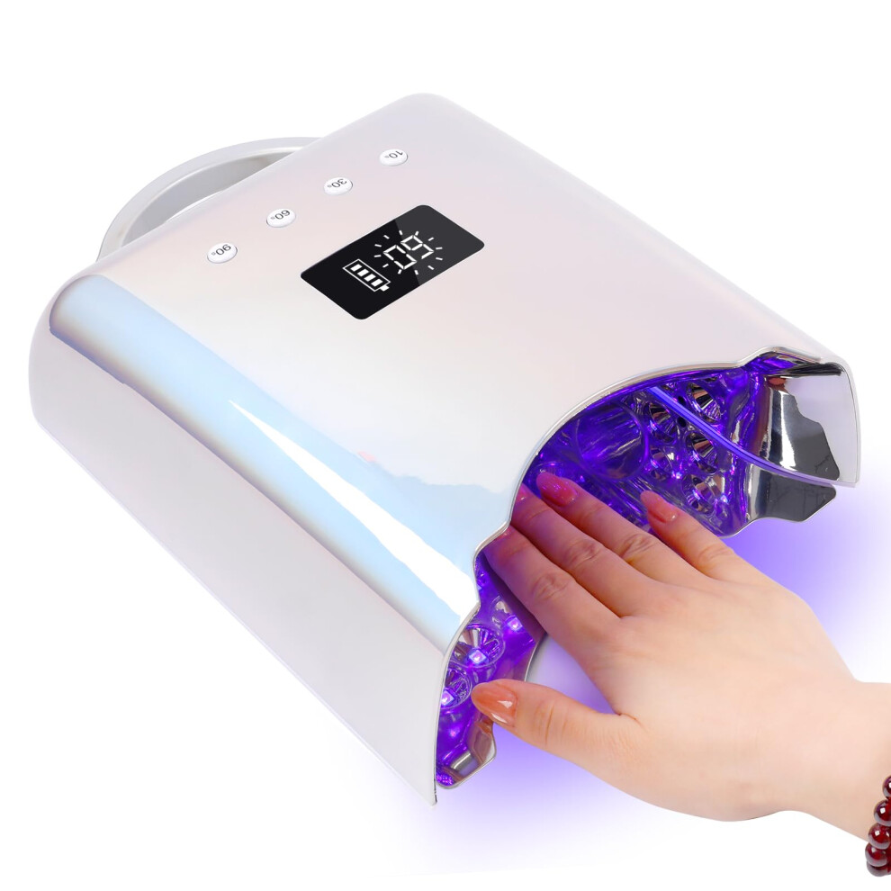 Light Professional Uv Led Nail Lamp, Cordless Rechargeable Uv For Gel Nails, 78W Fast Curing Gel Nail With 4 Timer Setting Lcd Display