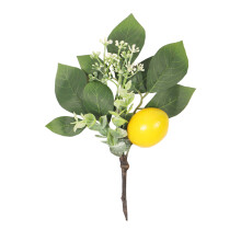 Polyurethane Foam Fabric Leaves, Artificial Lemon Blueberry Branches, 18Cm, Vibrant Yellow, DIY Craft Decorative Stems