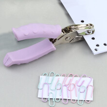karymi 6 mm ronde papierperforator, compatibel met Macaroon, handbediende tang met rubberen bekleding voor losbladig papier, kantoor- en